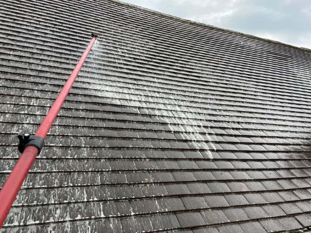 Soft washing of roof in Glasgow