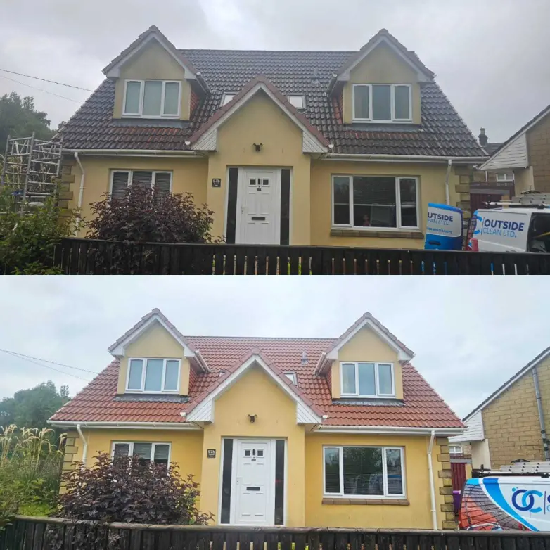 Before and after of roof cleaning in Glasgow